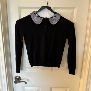 Jcrew CrewCuts Cotton Cardigan with Sequin Collar